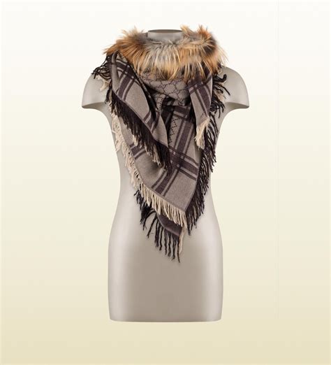 gucci scarf buy|Gucci scarf with fur trim.